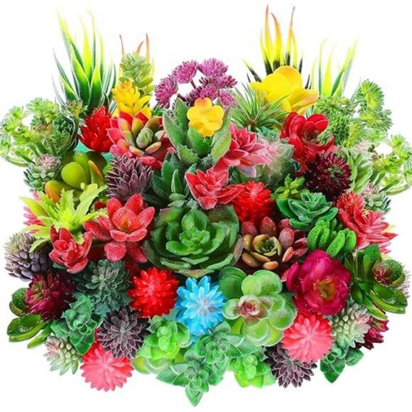 50 Fake Succulent Plants Mini Artificial Cactus Bulk Home Decor DIY Picks Set - Picture 7 of 7